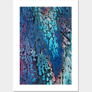 Blue-blue Hoarfrost Fluid Art Posters and Art